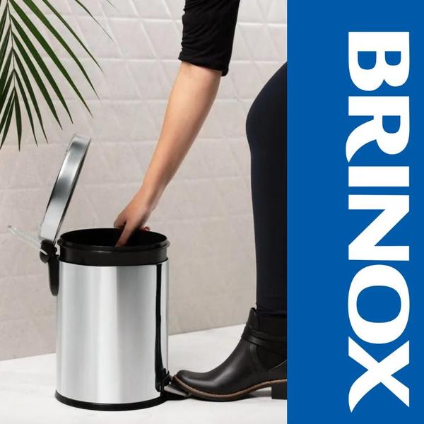 Imagem de Lixeira Inox Polido com Pedal 12L Linha Decorline Brinox