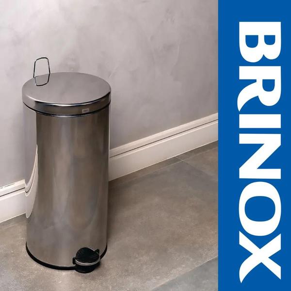 Imagem de Lixeira Inox Polido com Pedal 20L Linha Decorline Brinox