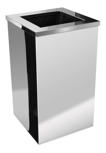 Imagem de Lixeira Inox Quadrada Com Aro Inox 100 Litros