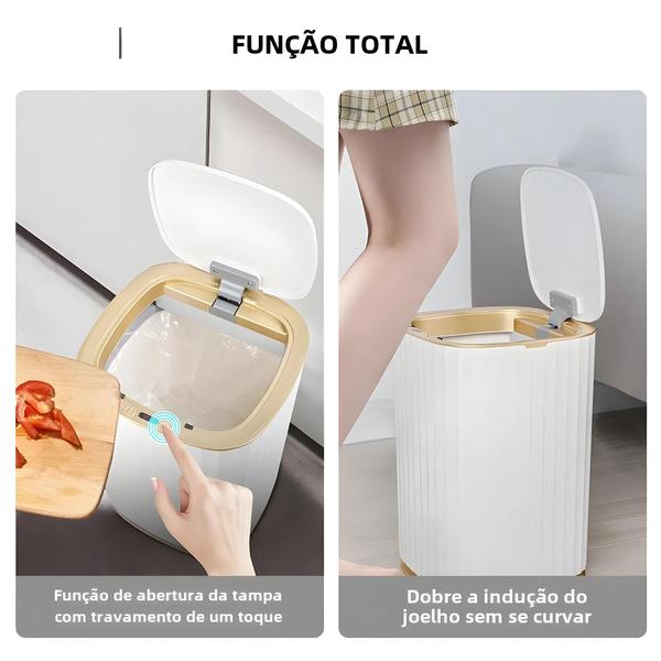 Imagem de Lixeira Inteligente com Sensor Automático - À Prova D'Água para Cozinha, Banheiro e Sala