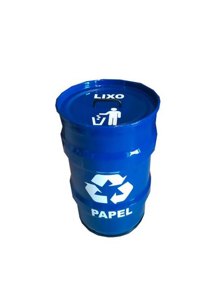 Imagem de Lixeira metalica tambor  reciclagem papel tonel 50lt