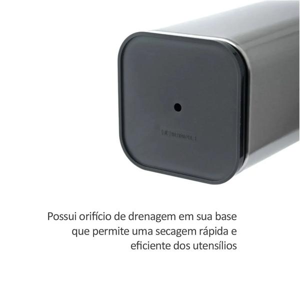 Imagem de Lixeira Mini Porta Utensilios Facas Inox Tampa Basculante 3un