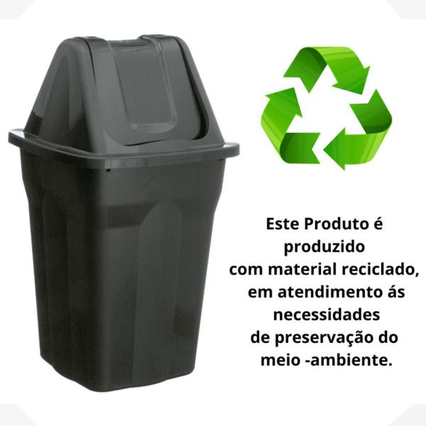 Imagem de Lixeira Multiuso Com Tampa Basculante Reciclada 60 Litros