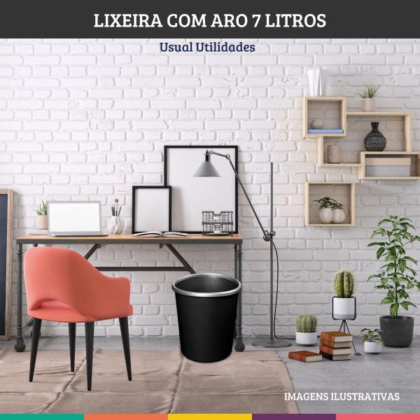 Imagem de Lixeira Office Escritório Cozinha Quarto Banheiro 7l Preta