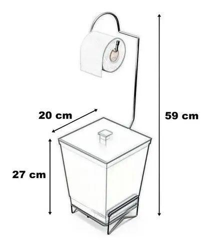 Imagem de Lixeira p banheiro c/ suporte p/ papel higienico branca