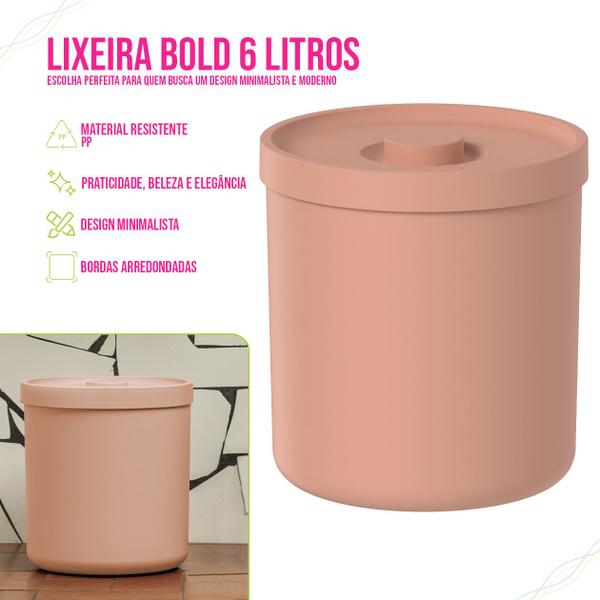 Imagem de Lixeira para Banheiro em Plastico 6 Litros, Balde de Lixo para Lavabo