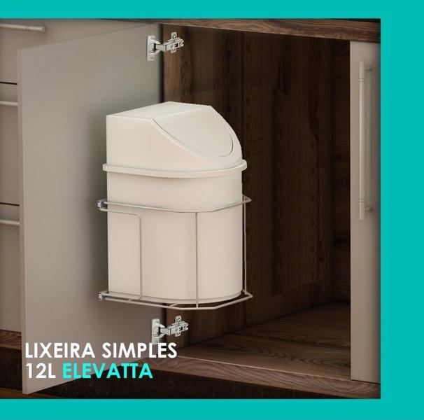 Imagem de Lixeira Para Cozinha Elevatta Deslizante Lateral Simples 12 Litros 3403 Dimec