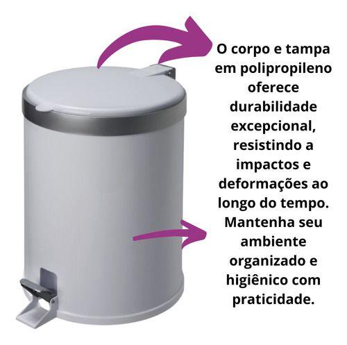 Imagem de Lixeira Para Escritório Cozinha Banheiro Cesto de Lixo 12L Com Tampa de Pedal Someway