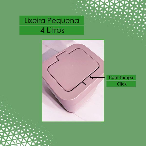 Imagem de Lixeira Para Pia 4 Litros Preto Rosa Com Tampa Clink Cesto De Lixo Casa Cozinha Banheiro Decoração Resistente