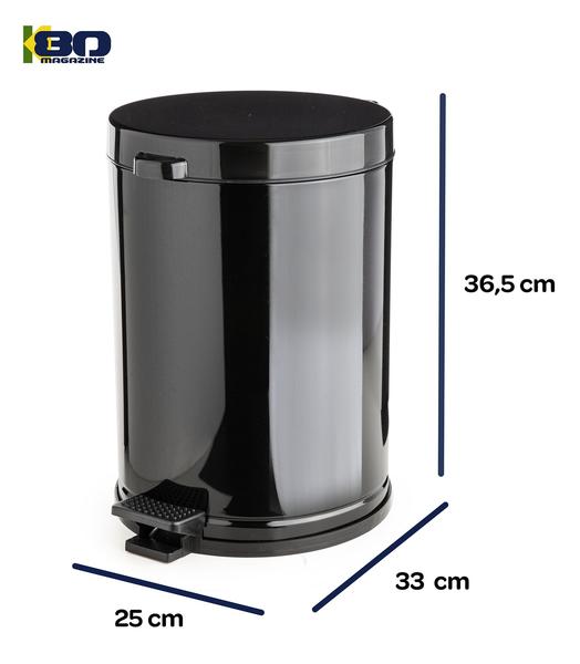 Imagem de Lixeira Pedal Cesto Lixo Banheiro Cozinha Recipiente Plastico Preta 10,5L