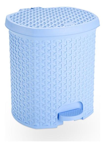 Imagem de Lixeira Pedal Rattan 15 L Cozinha Banheiro Escritorio Azul