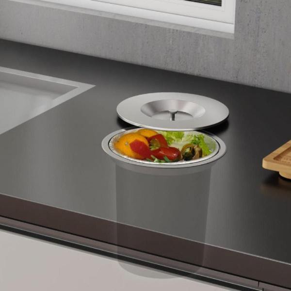 Lixeira Pia Cozinha Embutir 3 Litros Inox - Sollux Imagem de Lixeira Pia Cozinha Embutir 3 Litros Inox