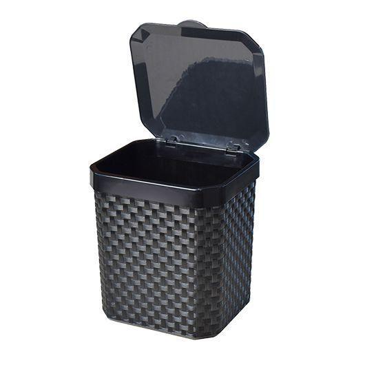 Lixeira Pia Rattan Preta Cozinha C/ Tampa Multiuso 05 Litros - Arqplast Imagem de Lixeira Pia Rattan Preta Cozinha C/ Tampa Multiuso 05 Litros