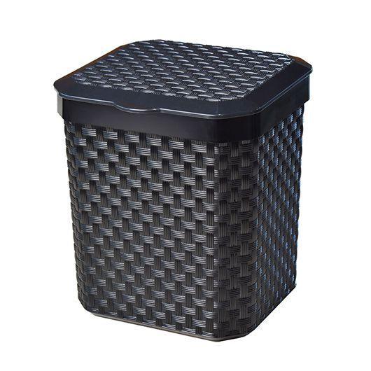 Lixeira Pia Rattan Preta Cozinha C/ Tampa Multiuso 05 Litros - Arqplast Imagem de Lixeira Pia Rattan Preta Cozinha C/ Tampa Multiuso 05 Litros