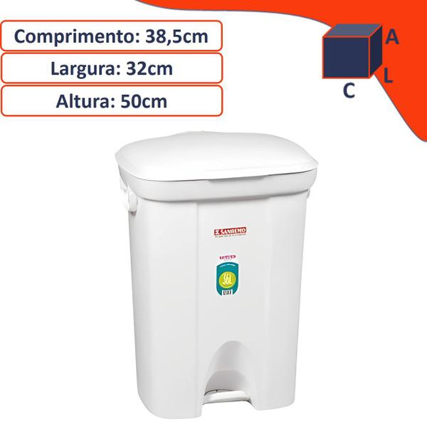 Imagem de Lixeira Plástica 36 Litros Com Pedal Cesto De Lixo Escritório Banheiro Cozinha - 298/01 Sanremo