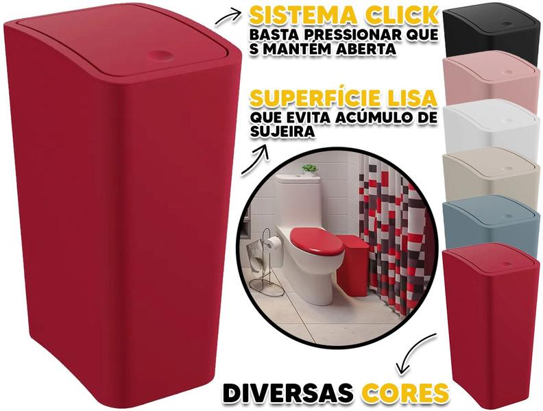 Lixeira Plástica Retangular Cesto De Lixo Com Tampa Click Lavabo Escritório Cozinha 8 Litros Astra Imagem de Lixeira Plástica Retangular Cesto De Lixo Com Tampa Click Lavabo Escritório Cozinha 8 Litros Astra