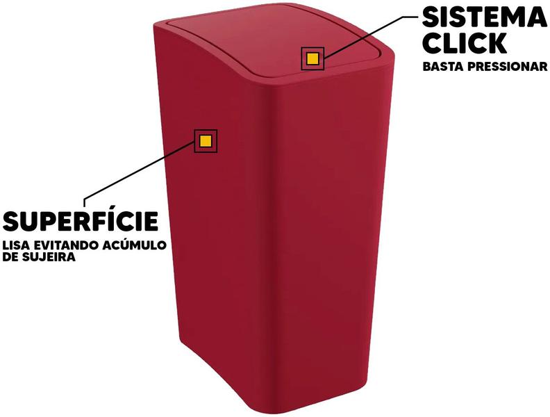 Lixeira Plástica Retangular Cesto De Lixo Com Tampa Click Lavabo Escritório Cozinha 8 Litros Astra Imagem de Lixeira Plástica Retangular Cesto De Lixo Com Tampa Click Lavabo Escritório Cozinha 8 Litros Astra