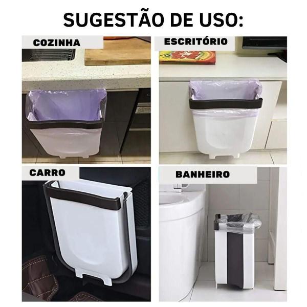 Imagem de Lixeira Portátil Cesto Dobrável Pendurar Porta De Armário