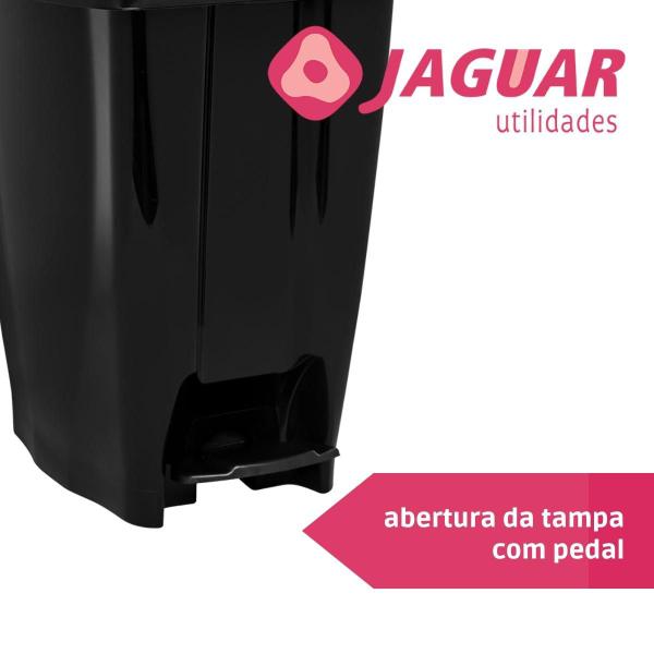 Imagem de Lixeira Preta com Pedal 7 Litros Jaguar Utilidades