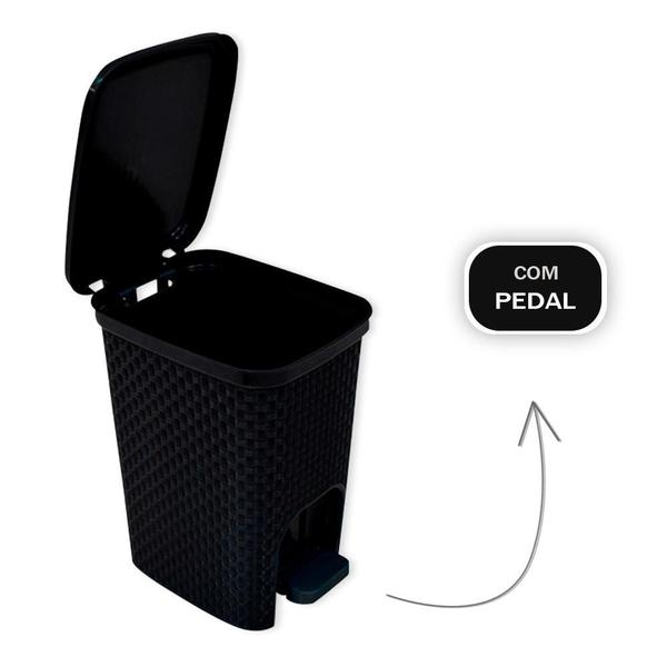 Imagem de Lixeira Preta Ou Cinza 7L Com Pedal Para Banheiro