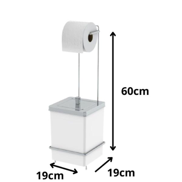 Imagem de Lixeira Quadrada Preta Com Suporte Para Papel Higiênico