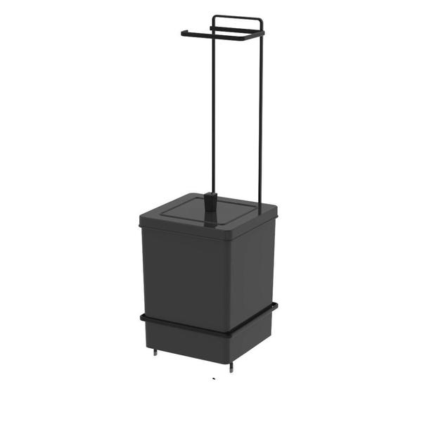 Lixeira Quadrada Preta Com Suporte Para Papel Higiênico - Future Imagem de Lixeira Quadrada Preta Com Suporte Para Papel Higiênico