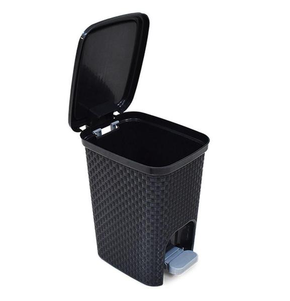 Imagem de Lixeira Rattan Luxo Pedal 7L + Caixa Organizadora 40L Preta