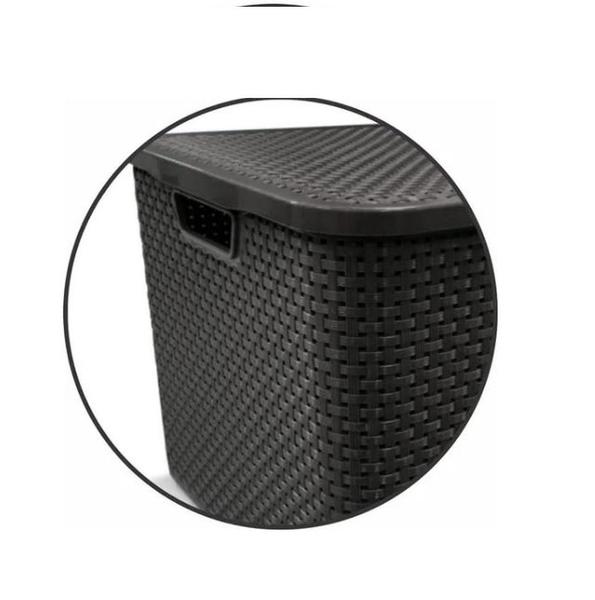 Imagem de Lixeira Rattan Luxo Pedal 7L + Caixa Organizadora 40L Preta