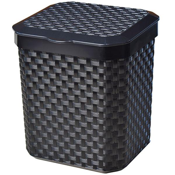 Imagem de Lixeira Rattan Preto 5l Cesto De Lixo Plástico Cozinha Pia