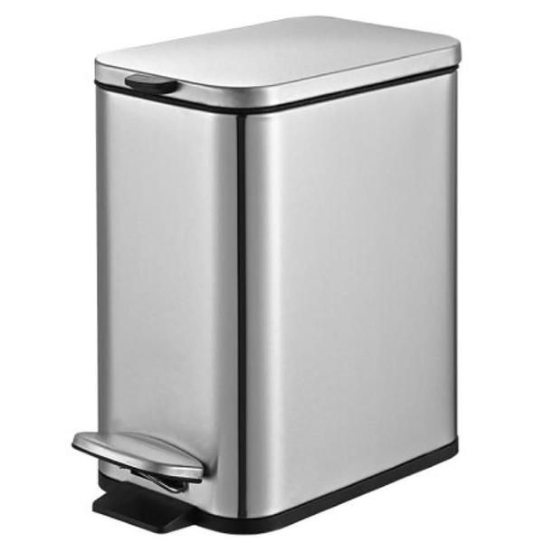 Imagem de Lixeira Retangular Pedal e Balde 5L Aço Inox Escovado Brinox