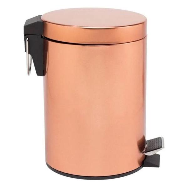 Imagem de Lixeira Rose Gold 5L Banheiro Cozinha Cesto Lixo Inox Pedal