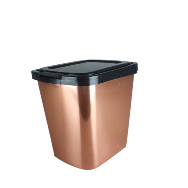 Imagem de Lixeira rose gold com tampa clik cesto de lixo 9 litros casa pia cozinha banheiro escritorio luxo