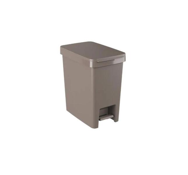 Imagem de Lixeira Single com Pedal em Plástico Warm Gray 15L 21x35,5x35cm- Coza