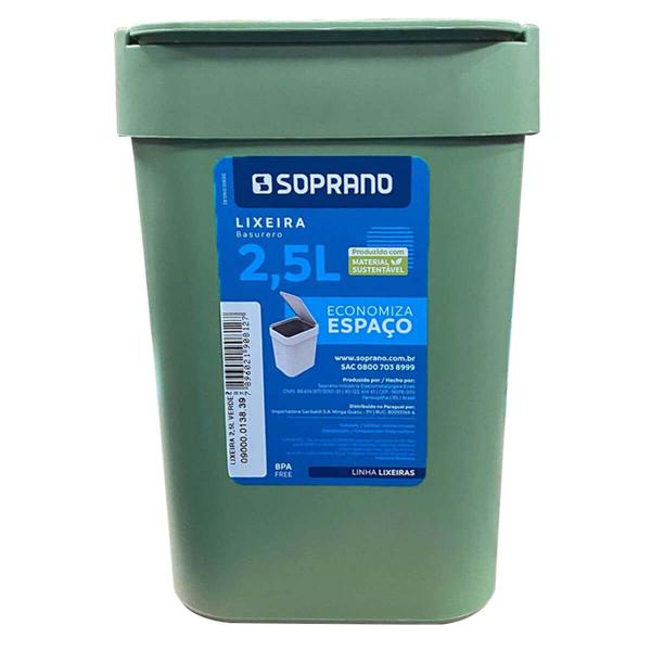 Imagem de Lixeira Soprano 2,5L Verde para Pia Cesto de Lixo Pequeno Cozinha Escritório