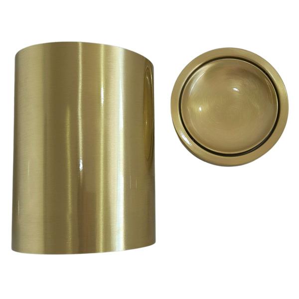 Imagem de Lixeira tampa giratoria cesto alto dourado escovado 19x25cm