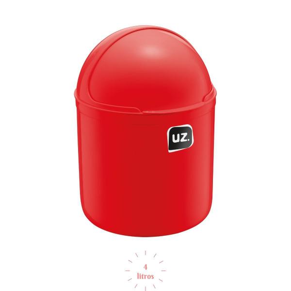 Imagem de Lixeira Tampa Plastica p Pia Cozinha Gourmet Vermelho 4L