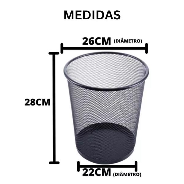 Imagem de Lixeira Telada De Metal Cesto de Lixo 10 ou 12,5 Litros Preta- Modelo Sortido