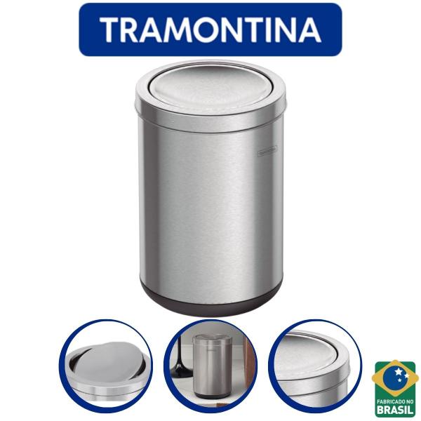 Imagem de Lixeira Tramontina De Piso Com Tampa Basculante AÇo Inox 10l