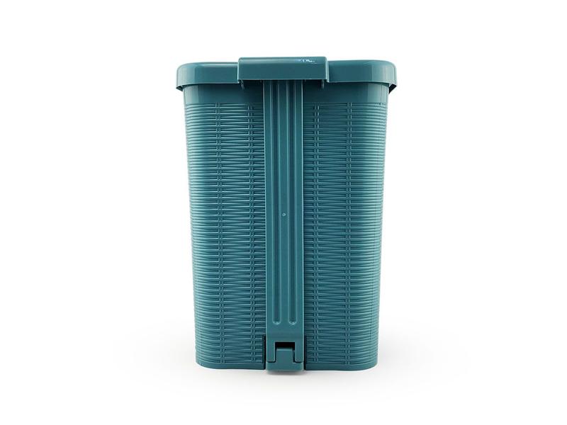 Imagem de Lixeira Vime Com Tampa Abertura Pedal Plástico Capacidade de 12 Litros Para Cozinha Banheiro Escritório
