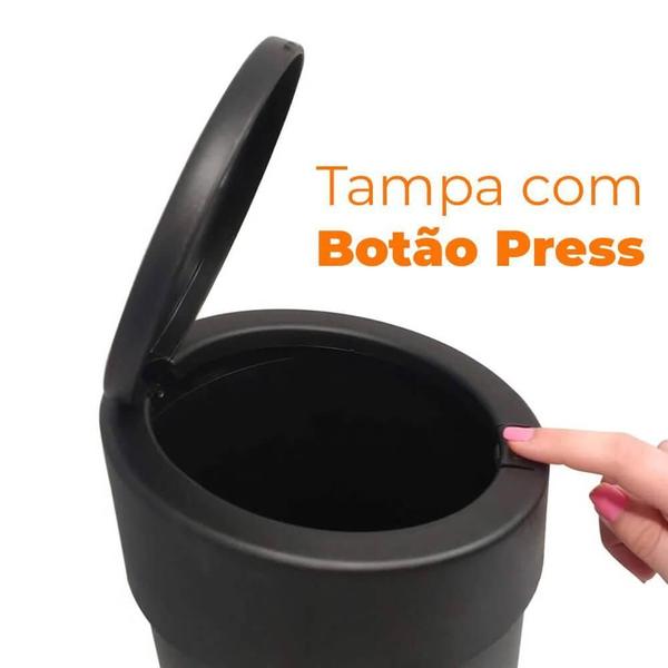 Imagem de Lixeiras Banheiro E Cozinha Press Preto 5L E 9L 2 Peças Coza