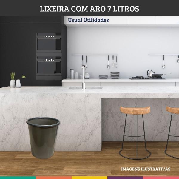 Imagem de Lixo Lixeira Marrcom Escritório Cozinha Banheiro Com Aro