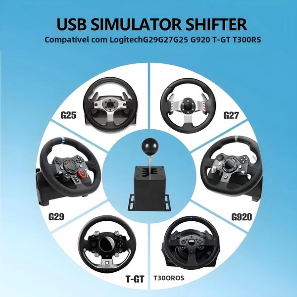 Imagem de Logitech G29/G25/G27/G920 Thrustmaster T300RS/GT PC USB H Gear Shifter Para Simracing HB-1014