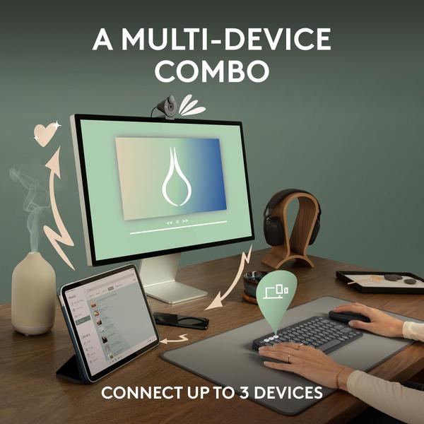 Imagem de Logitech Pebble 2 Combo, teclado e mouse sem fio, silenciosos e portáteis, personalizáveis, Logi Bolt, Bluetooth, Easy-Switch para Windows, macOS, iPa