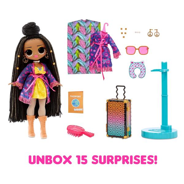 Imagem de LOL Surpresa OMG World Travel Sunset Fashion Doll com 15 surpresas incluindo roupas de moda, acessórios de viagem e playset reutilizável  Ótimo presente para meninas de 4 anos+