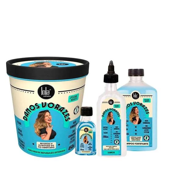 Lola Cosmetics Danos Vorazes Kit - Shampoo + Máscara + Leave-in + Óleo - Lola From Rio Lola Cosmetics Danos Vorazes Kit - Shampoo + Máscara + Leave-in + Óleo - Lola From Rio