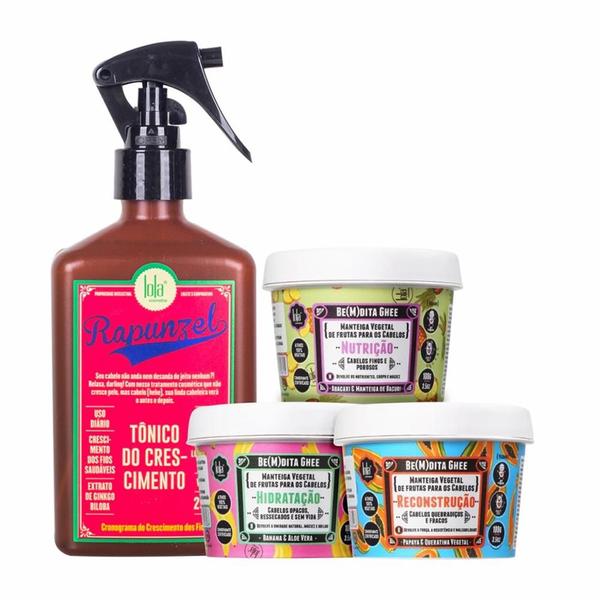 Lola Kit Bemdita Ghee 3 Itens + Tonico de Crescimento Rapunzel Lola Kit Bemdita Ghee 3 Itens + Tonico de Crescimento Rapunzel