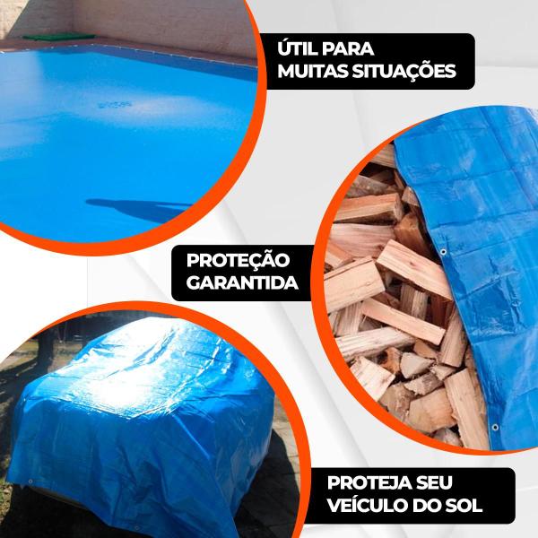 Imagem de Lona 3x2 Azul Impermeavel Piscina Barraca Camping Telhado 105 Micras + Corda