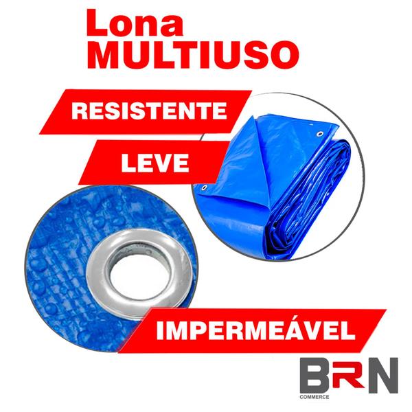 Imagem de Lona Azul 250 Micras Impermeável Multiuso 4x3 metros