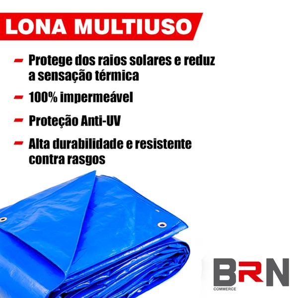 Imagem de Lona Azul 300 Micras Impermeável Multiuso 6,5x3,5 metros