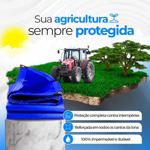 Imagem de Lona Azul Resistente Impermeável Piscina, Toldos, Caminhão, Camping 75G 4x4 Metros + Corda 10 Metros